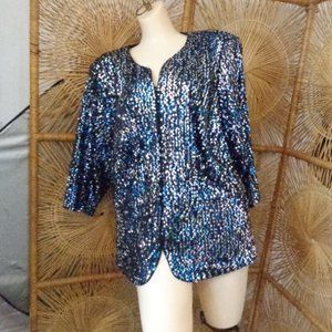 New 2x Alex Evening Black Blue Silver Cruise Graduation Wedding Jacket N…